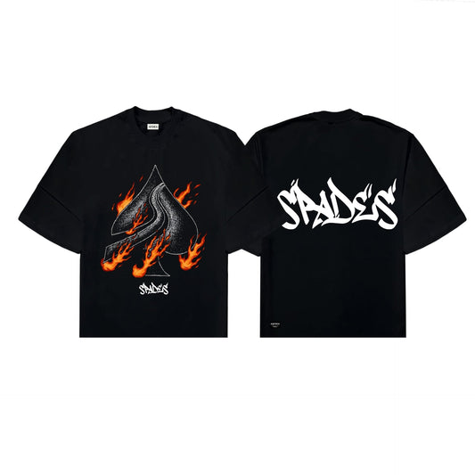 Spades Ace on Fire Boxy Crop Tee