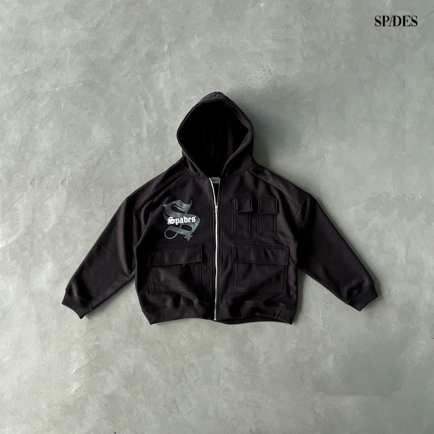 Spades Better Than Yesterday Tactical Zip-Up Boxy Hoodie