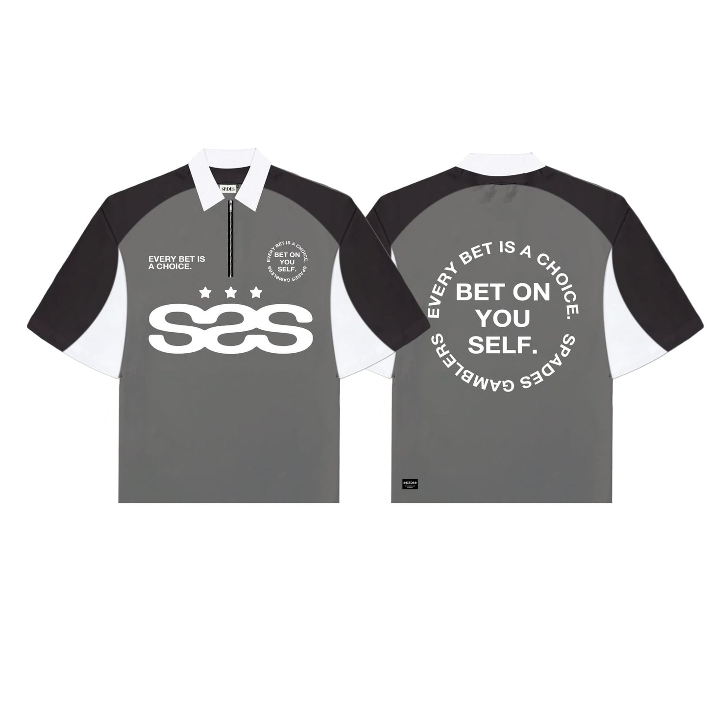 Spades Neutral Stake Boxy Crop Polo Pique