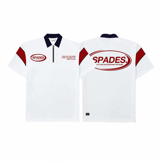 French Terry Quarter Zip Polo Box Tee Game Plan White