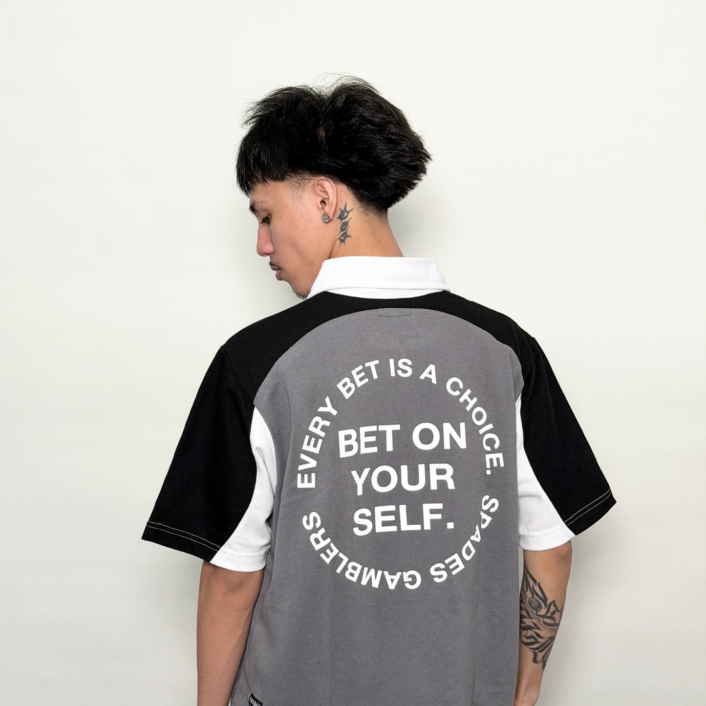 Spades Neutral Stake Boxy Crop Polo Pique