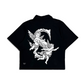 Angelic Descent Polo Boxy Crop Black French Terry