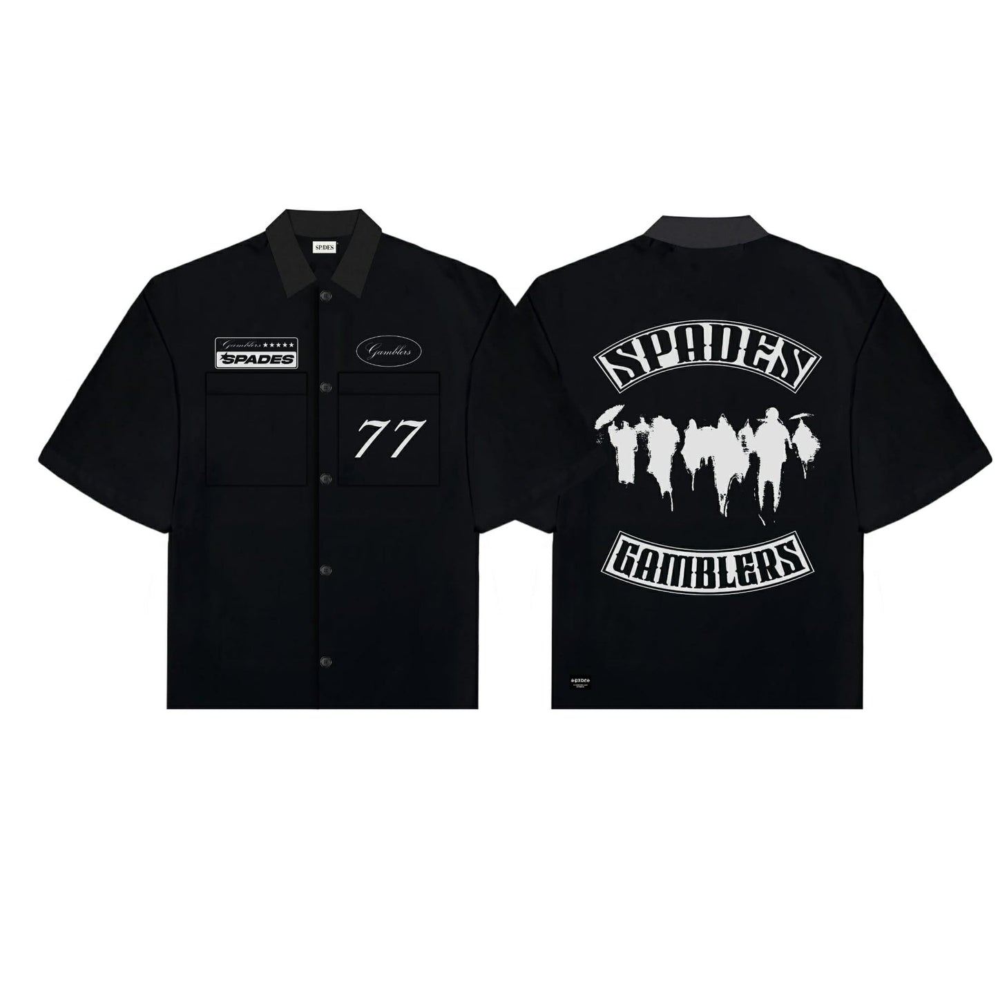 Underground Gamblers Polo Boxy Crop Black French Terry