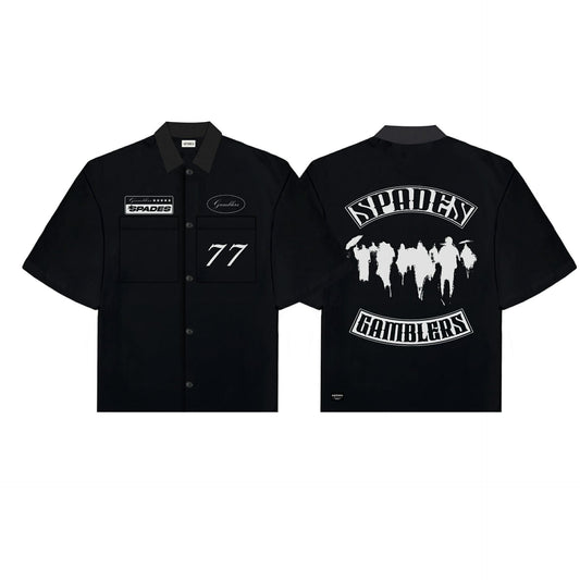 Underground Gamblers Polo Boxy Crop Black French Terry