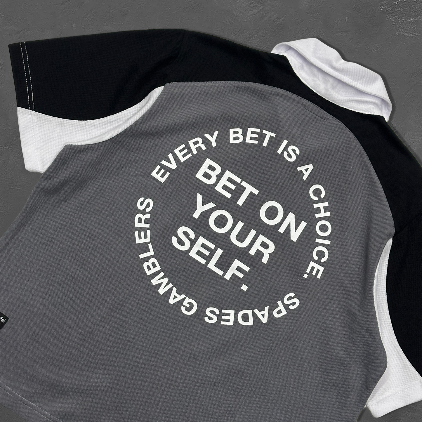 Spades Neutral Stake Boxy Crop Polo Pique