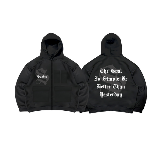 Spades Better Than Yesterday Tactical Zip-Up Boxy Hoodie