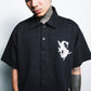 Angelic Descent Polo Boxy Crop Black French Terry