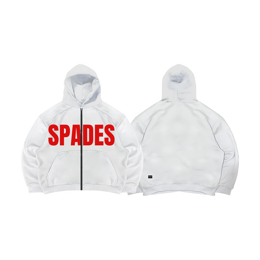 Spades Redline Zip-Up White Hoodie