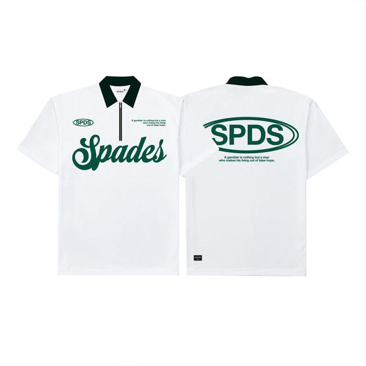 French Terry Quarter Zip Polo Box Tee Winning Formula White